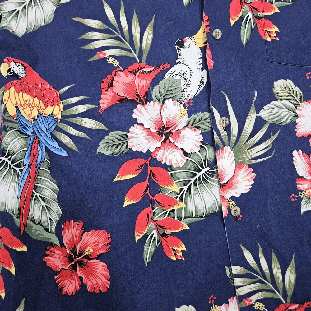 Vintage Hawaiian Shirt Birds Flowers Made in Hawaii Large See Measurements - Picture 5 of 8